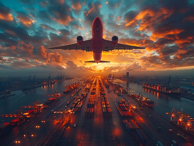 夜间作业的货运飞机